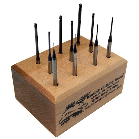 Kodiak Cutting Tools 10pc Carbide Ball End Mill Set, Reach 8Xs DIA, LOC 1.5Xs DIA, w/ALTiN 56399913